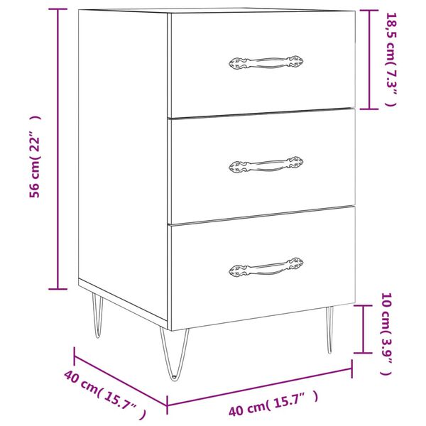 vidaXL Κομοδίνο Γκρι Sonoma 40 x 40 x 66 εκ. από Επεξεργασμένο Ξύλο