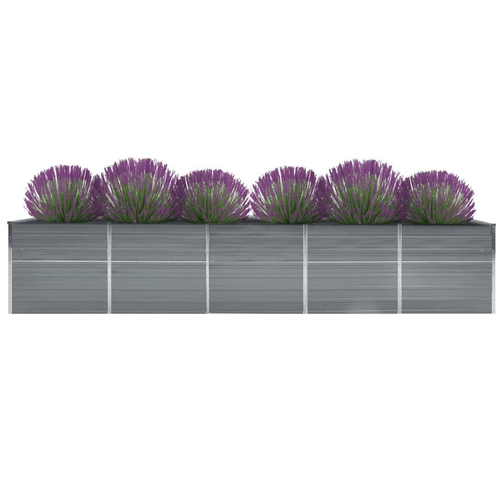 vidaXL Ζαρντινιέρα Υπερυψωμένη Γκρι 400x80x45 εκ. Γαλβαν. Χάλυβας