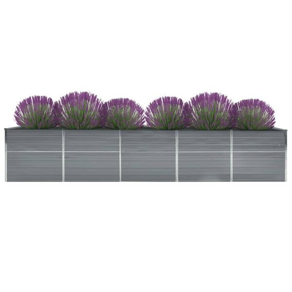 vidaXL Ζαρντινιέρα Υπερυψωμένη Γκρι 400x80x45 εκ. Γαλβαν. Χάλυβας
