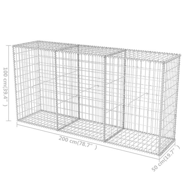 vidaXL Συρματοκιβώτιο 200 x 50 x 100 εκ. από Γαλβανισμένο Χάλυβα