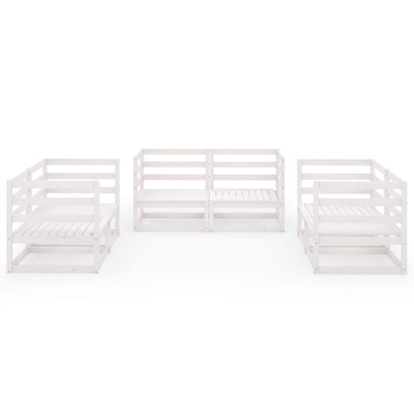 vidaXL Σαλόνι Κήπου 6 τεμ. Λευκό από Μασίφ Ξύλο Πεύκου