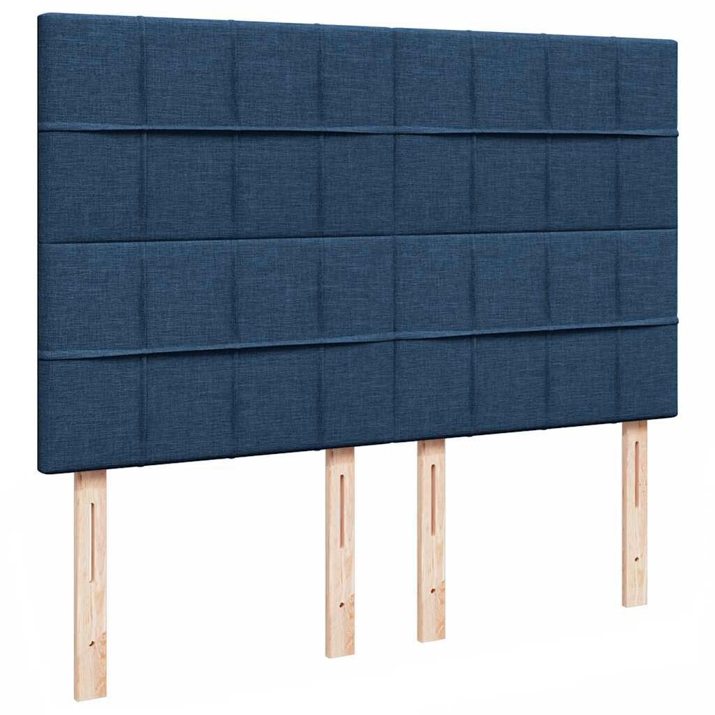 vidaXL Οθωμανικό κρεβάτι με στρώμα & LEDs Μπλε 140x200cm ύφασμα