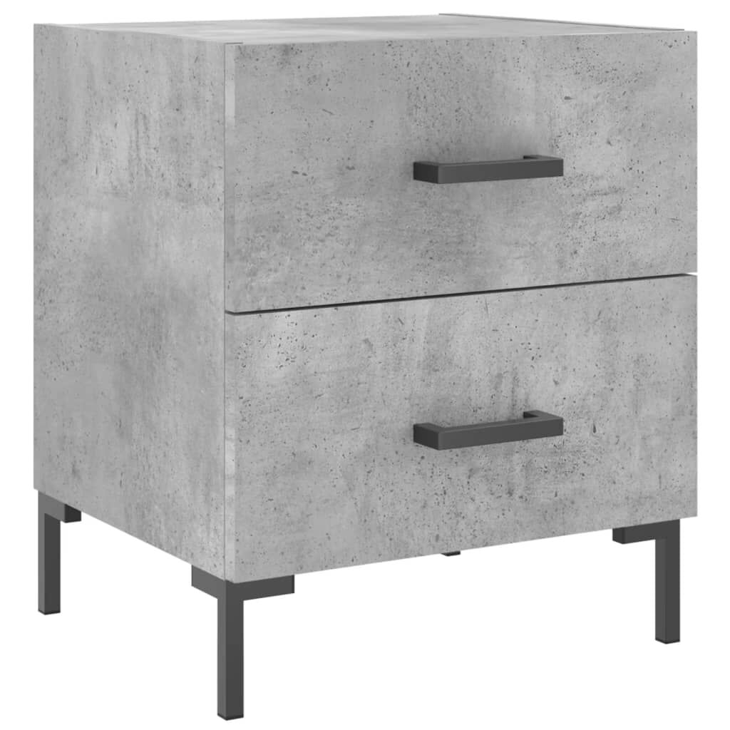 vidaXL Κομοδίνα 2 τεμ. Γκρι Σκυροδεμ. 40 x 35 x 47,5 εκ. Επεξεργ. Ξύλο