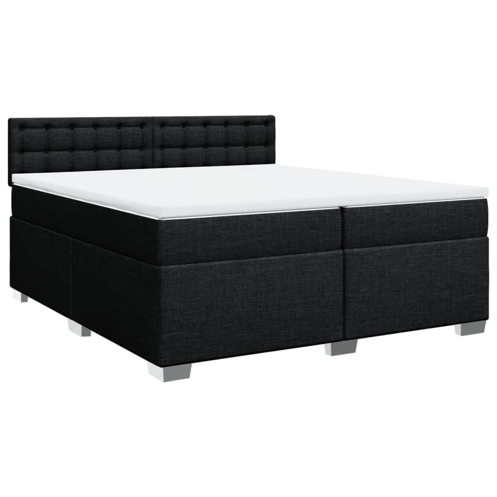 vidaXL Κρεβάτι Boxspring με Στρώμα Μαύρο 200x200 εκ. Υφασμάτινο