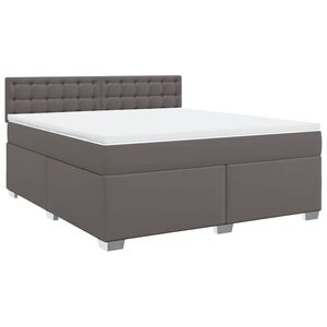 vidaXL Κρεβάτι Boxspring με Στρώμα Γκρι 180x200 εκ. Συνθετικό Δέρμα