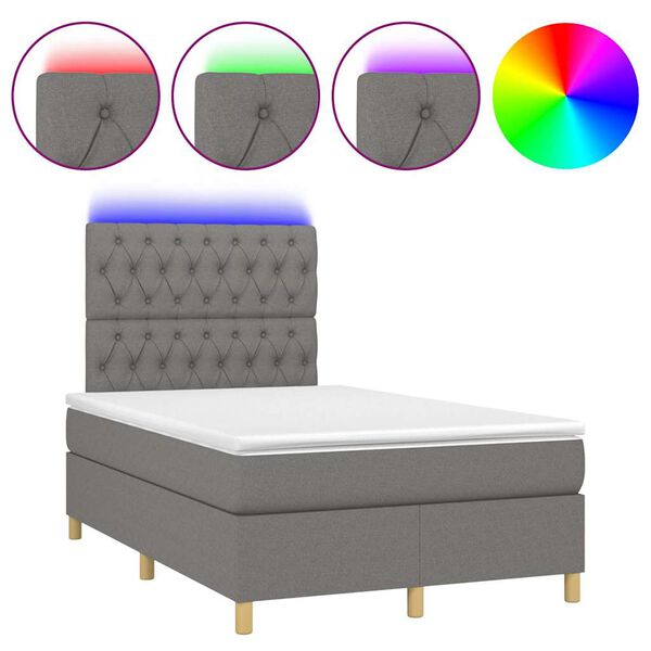 vidaXL &Kappa;&rho;&epsilon;&beta;ά&tau;&iota; Boxspring &mu;&epsilon; &Sigma;&tau;&rho;ώ&mu;&alpha; & LED &Sigma;&kappa;.&Gamma;&kappa;&rho;&iota; 120x190&epsilon;&kappa;. &Upsilon;&phi;&alpha;&sigma;&mu;ά&tau;&iota;&nu;&omicron;