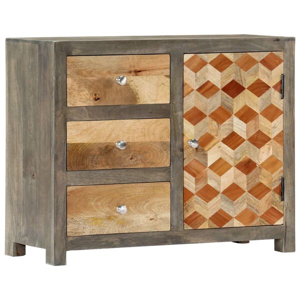 vidaXL Ντουλάπι με Συρτάρια Γκρι 75 x 30 x 60 εκ. Μασίφ Ξύλο Μάνγκο