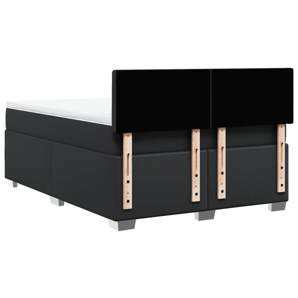 vidaXL Κρεβάτι Boxspring με Στρώμα Μαύρο 160x200εκ.από Συνθετικό Δέρμα