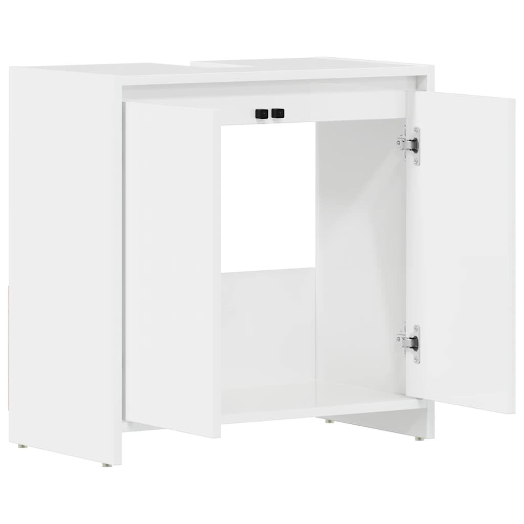 vidaXL Ντουλάπι Νιπτήρα Γυαλιστερό Λευκό 60 x 33 x 61 εκ. Επεξ. Ξύλο