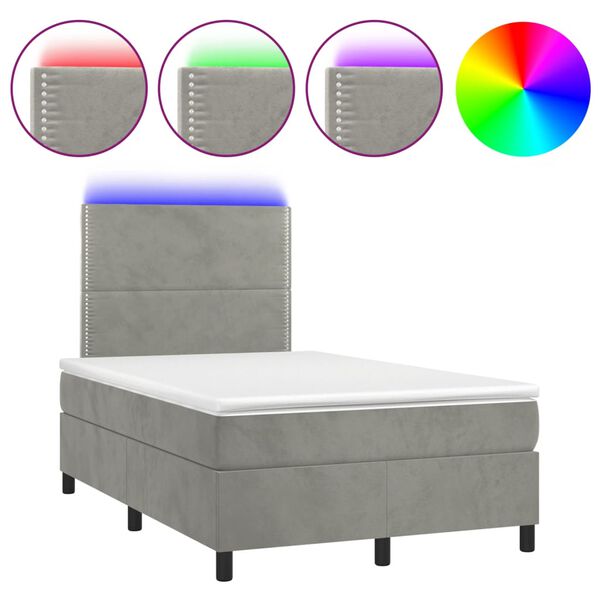vidaXL &Kappa;&rho;&epsilon;&beta;ά&tau;&iota; Boxspring &mu;&epsilon; &Sigma;&tau;&rho;ώ&mu;&alpha; & LED &Alpha;&nu;.&Gamma;&kappa;&rho;&iota; 120x190&epsilon;&kappa;. &Beta;&epsilon;&lambda;&omicron;ύ&delta;&iota;&nu;&omicron;