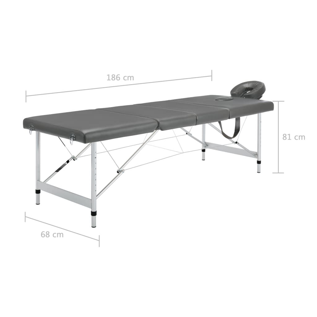 vidaXL Κρεβάτι Μασάζ 4 Θέσεων Ανθρακί 186x68 εκ. με Σκελετό Αλουμινίου