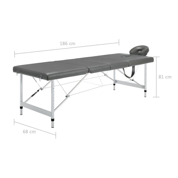vidaXL Κρεβάτι Μασάζ 4 Θέσεων Ανθρακί 186x68 εκ. με Σκελετό Αλουμινίου