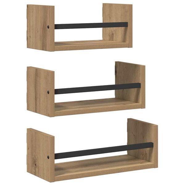 vidaXL &Sigma;&epsilon;&tau; &rho;&alpha;&phi;&iota;ώ&nu; &tau;&omicron;ί&chi;&omicron;&upsilon; &mu;&epsilon; &rho;ά&phi;&iota; 3 pcs Artisan Oak 40x16x14&epsilon;&kappa;.