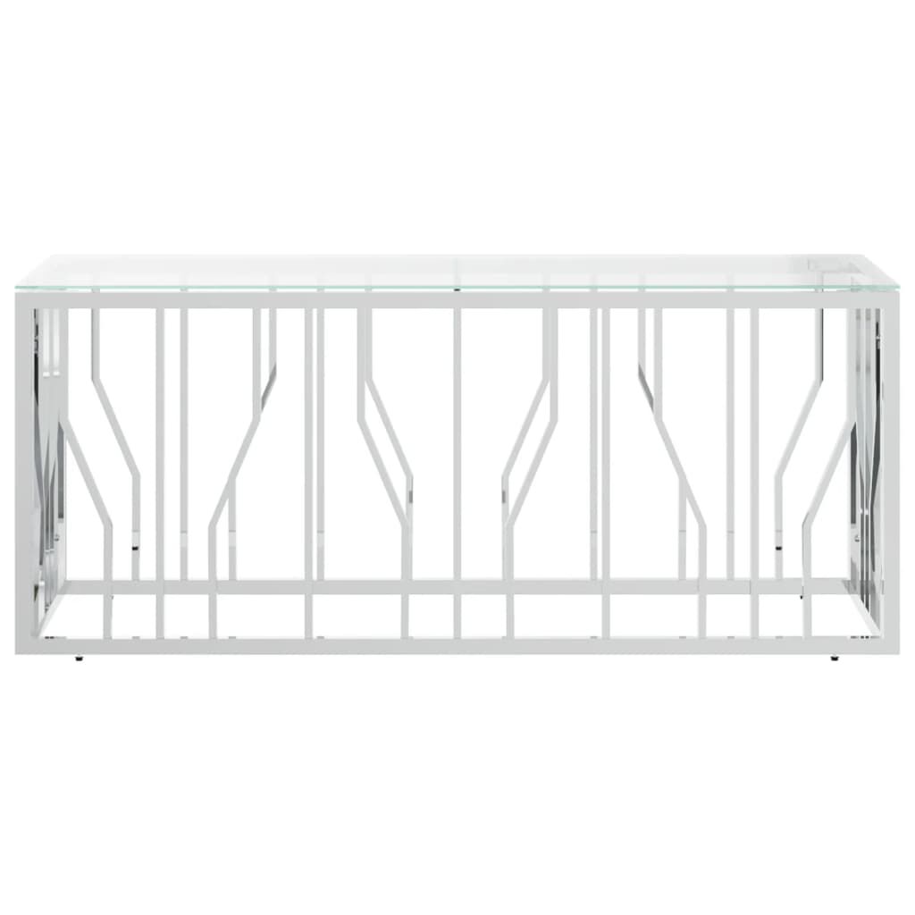 vidaXL Τραπέζι Σαλονιού 110x45x45 εκ. από Ανοξ. Ατσάλι και Γυαλί