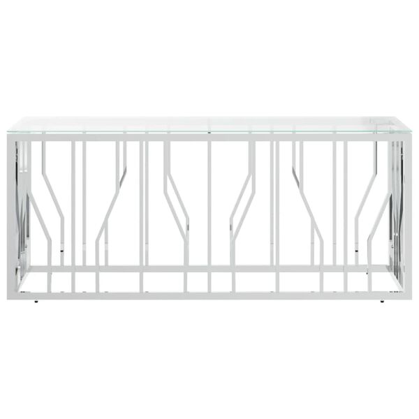 vidaXL Τραπέζι Σαλονιού 110x45x45 εκ. από Ανοξ. Ατσάλι και Γυαλί