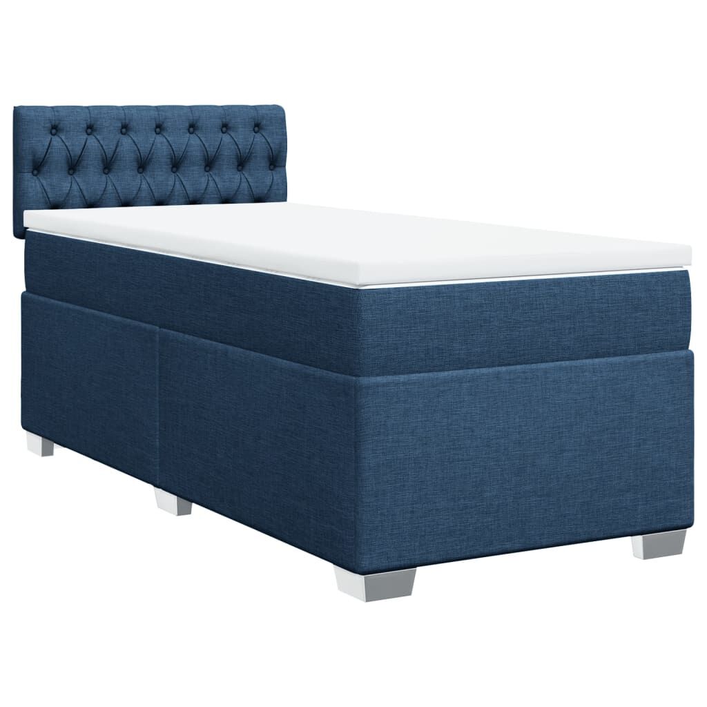 vidaXL Κρεβάτι Boxspring με Στρώμα Μπλε 100 x 200 εκ. Υφασμάτινο