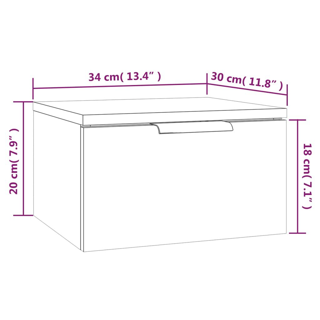 vidaXL Κομοδίνα Επιτοίχια 2 τεμ. Λευκά 34 x 30 x 20 εκ.
