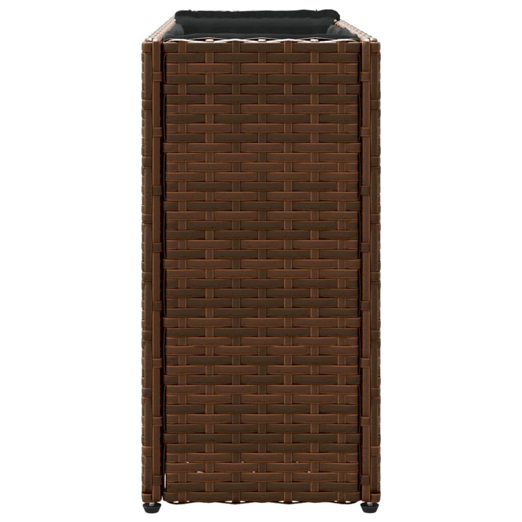 vidaXL Ζαρντινιέρα Κήπου Καφέ 90x20x40εκ. Συνθ. Ρατάν με 2 Γλάστρες