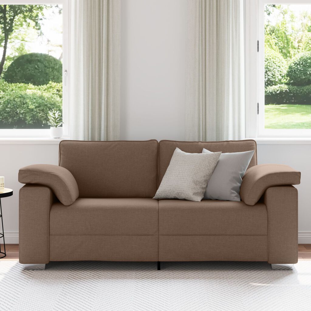 vidaXL Καναπές Loveseat Καφέ 140 εκ Υφασμάτινος