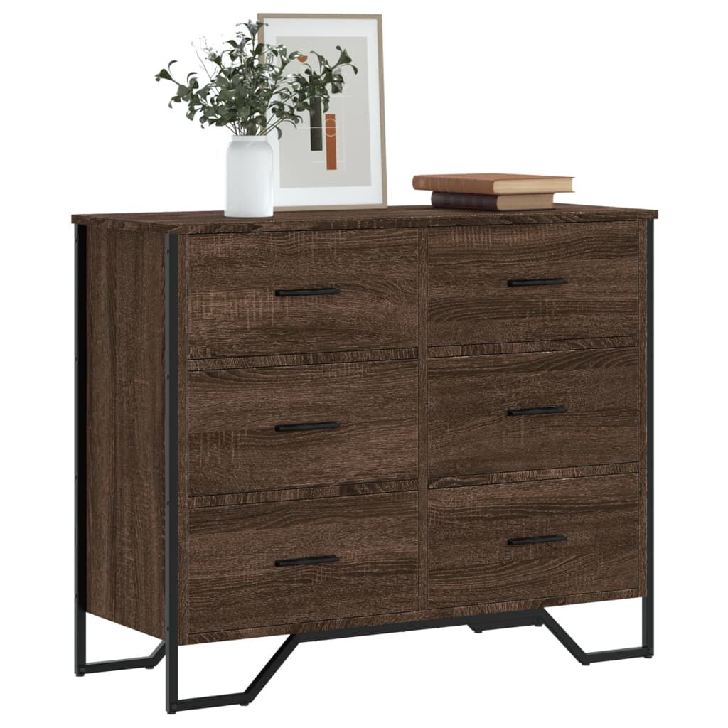 vidaXL Συρταριέρα Καφέ Δρυς 91x35,5x74,5 εκ. από Επεξεργ. Ξύλο