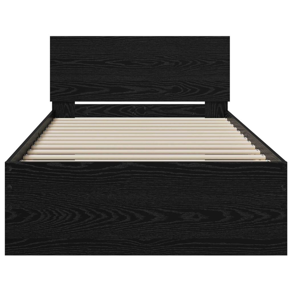 vidaXL Κρεβάτι Μαύρου Δρυός 90x190 εκ. Επεξεργασμένο Ξύλο