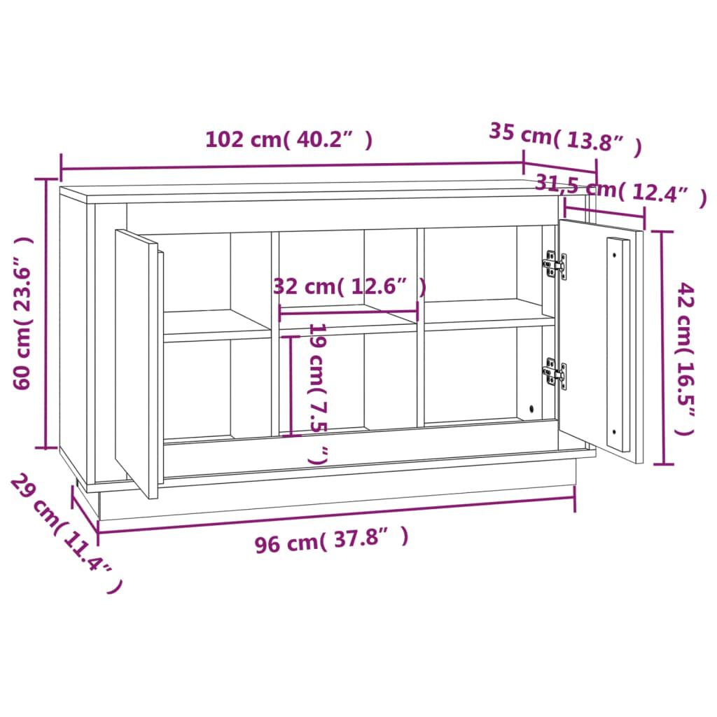 vidaXL Συρταριέρα Sonoma Δρυς 102x35x60 εκ. Επεξεργασμένο Ξύλο
