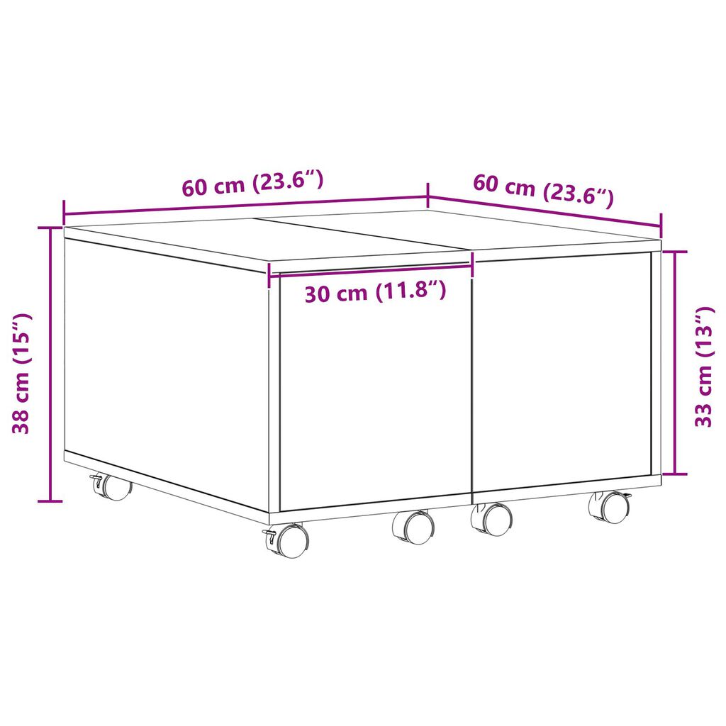 vidaXL Τραπεζάκι Καφέ Μαύρη Δρυς 60x60x38 εκ από Ξύλο