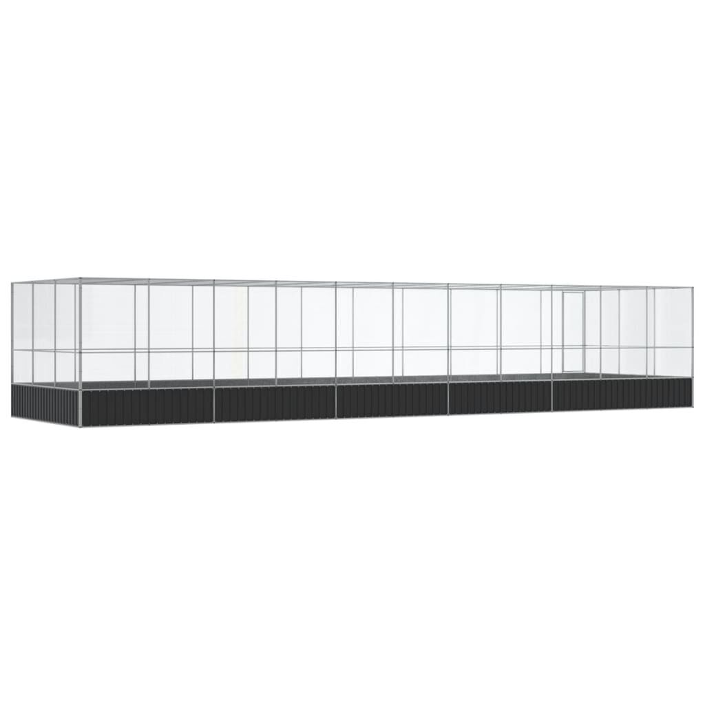 vidaXL Κλουβί με Επέκταση Ασημένιο 1139x307x212 εκ. Ατσάλινο