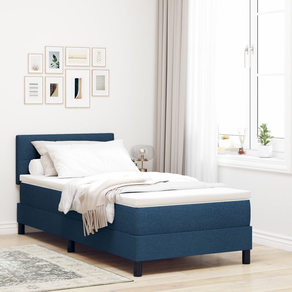 vidaXL Κρεβάτι Box Spring με στρώμα Μπλε 90x190 εκ Υφασμάτινο