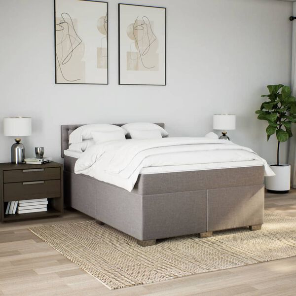 vidaXL &Kappa;&rho;&epsilon;&beta;ά&tau;&iota; Boxspring &mu;&epsilon; &Sigma;&tau;&rho;ώ&mu;&alpha; Taupe 140x190 &epsilon;&kappa;. &Upsilon;&phi;&alpha;&sigma;&mu;ά&tau;&iota;&nu;&omicron;