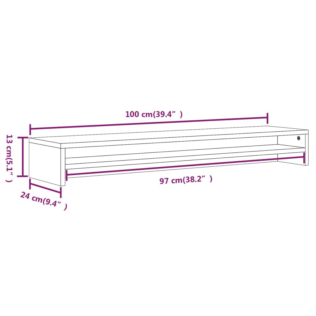 vidaXL Βάση Οθόνης Γκρι Sonoma 100x24x13 εκ. από Επεξεργασμένο Ξύλο