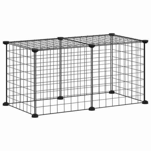 vidaXL Κλουβί για Κατοικίδια με 8 Πάνελ Μαύρο 35 x 35 εκ. Ατσάλινο