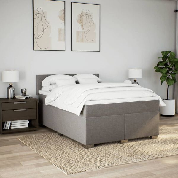 vidaXL &Kappa;&rho;&epsilon;&beta;ά&tau;&iota; Boxspring &mu;&epsilon; &Sigma;&tau;&rho;ώ&mu;&alpha; Taupe 140x190 &epsilon;&kappa;. &Upsilon;&phi;&alpha;&sigma;&mu;ά&tau;&iota;&nu;&omicron;