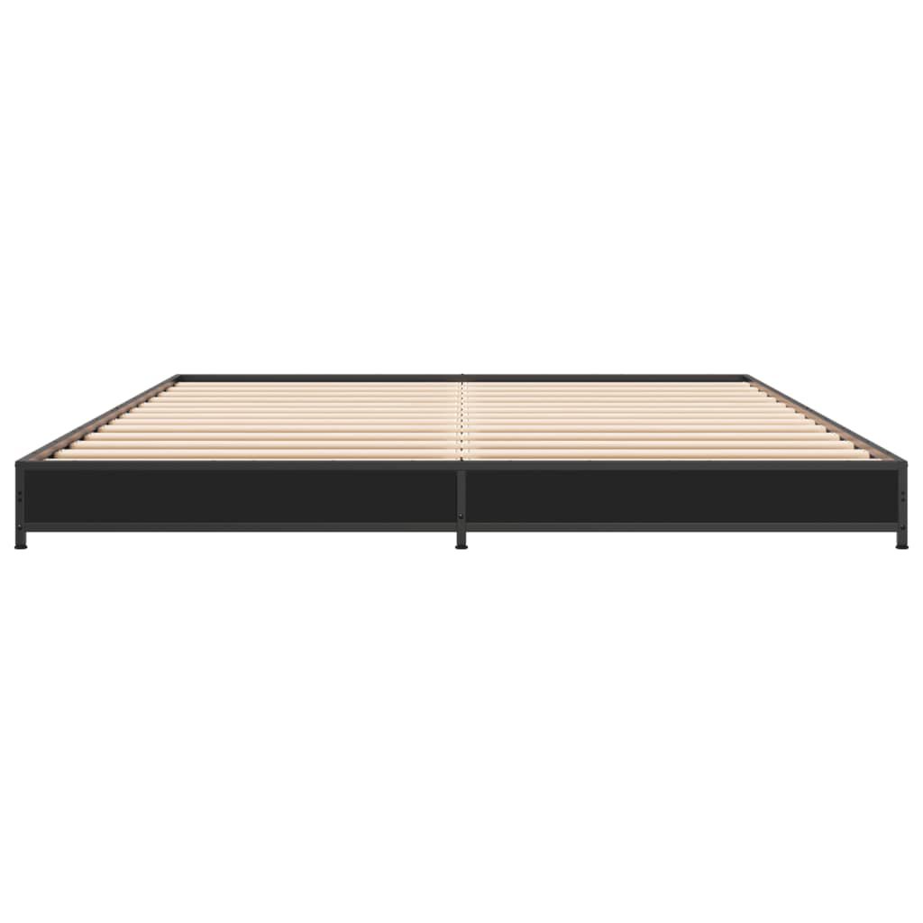 vidaXL Πλαίσιο Κρεβατιού Μαύρο 120x200 εκ. Επεξ. Ξύλο & Μέταλλο