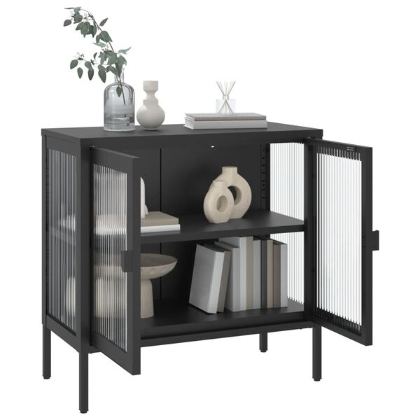 vidaXL Ντουλάπι Μαύρο 70 x 35 x 70 εκ. από Γυαλί και Ατσάλι