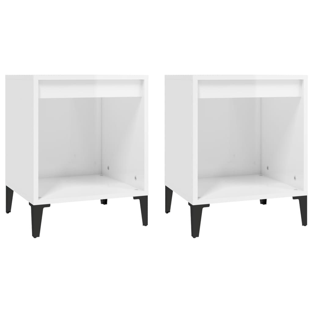 vidaXL Κομοδίνα 2 τεμ. Γυαλιστερό Λευκό 40 x 35 x 50 εκ.