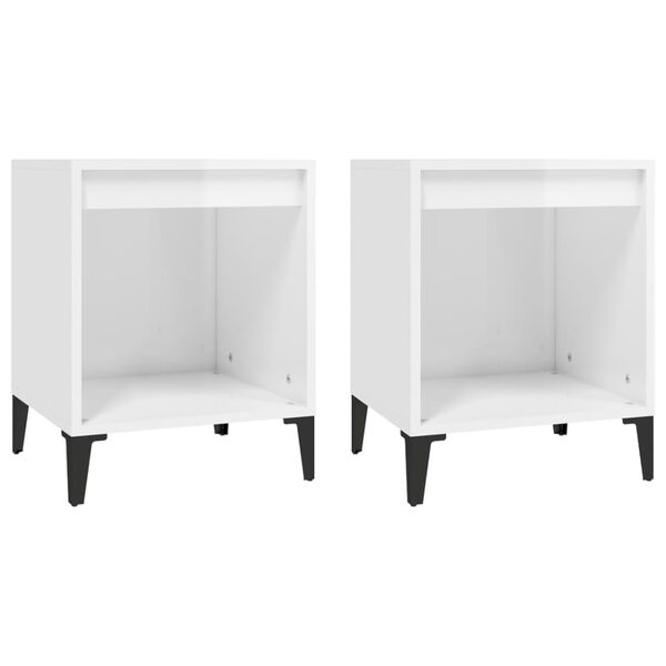 vidaXL Κομοδίνα 2 τεμ. Γυαλιστερό Λευκό 40 x 35 x 50 εκ.