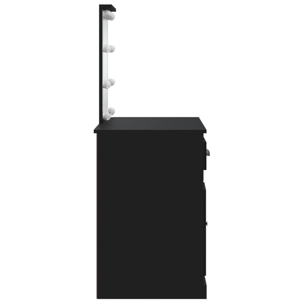 vidaXL Μπουντουάρ με LED Φώτα Μαύρο 90 x 42 x 132,5 εκ.