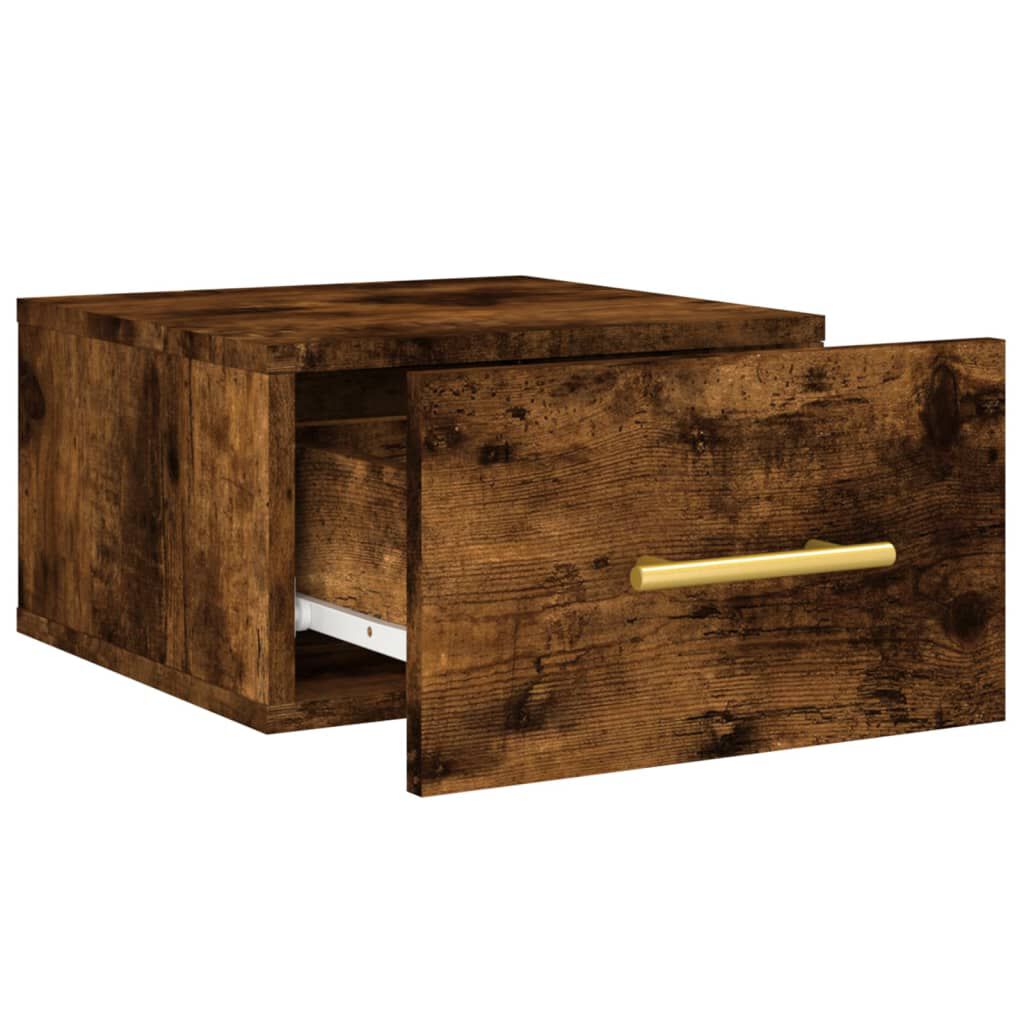 vidaXL Κομοδίνο Επιτοίχιο Καπνιστή Δρυς 35 x 35 x 20 εκ.