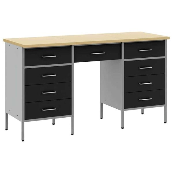 vidaXL Ντουλάπα Εργασίας με συρτάρι 3 pcs Μαύρο 150 x 55 x 85 εκ