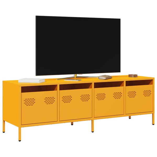 vidaXL Έπιπλο Τηλεόρασης Μουσταρδί 135x39x43,5 εκ Ατσάλι Ψυχρής Έλασης