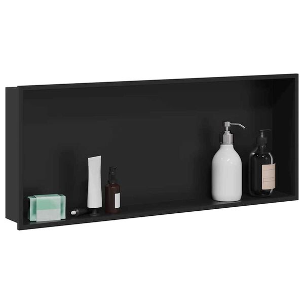 vidaXL Νίτσα Μπάνιου Μαύρο 75 x 30 x 9.5 εκ. Ανοξείδωτο ατσάλι