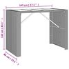 vidaXL Τραπέζι Μπαρ με Γυάλ. Επιφάνεια Γκρι 145x80x110 εκ. Συνθ. Ρατάν