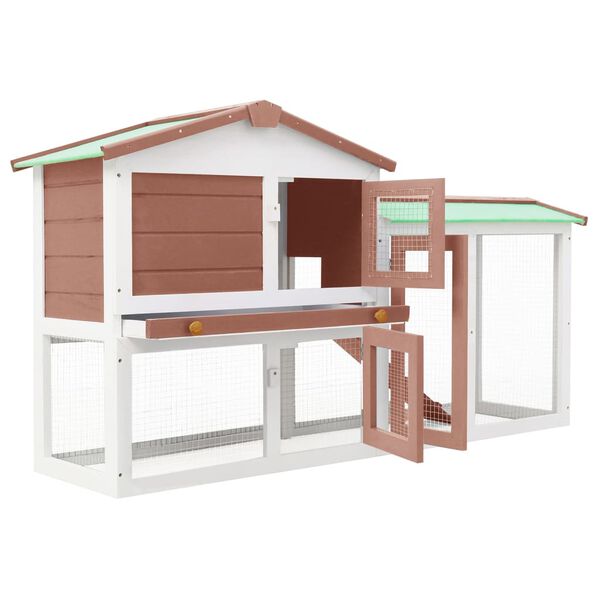 vidaXL Κλουβί Κουνελιών Μεγάλο Καφέ/Λευκό 145 x 45 x 84 εκ. Ξύλινο