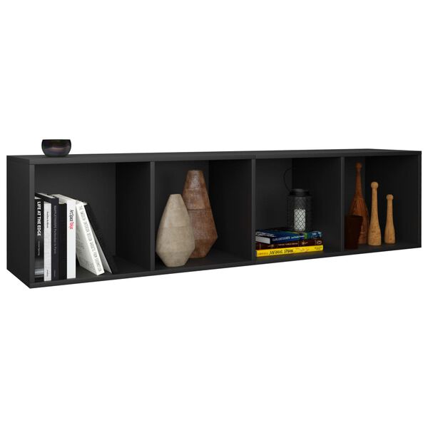 vidaXL Βιβλιοθήκη/Έπιπλο Τηλεόρασης Μαύρο 36x30x143 εκ. Επεξ. Ξύλο