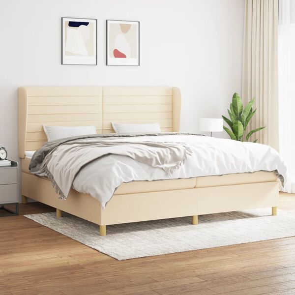 vidaXL &Kappa;&rho;&epsilon;&beta;ά&tau;&iota; Boxspring &mu;&epsilon; &Sigma;&tau;&rho;ώ&mu;&alpha; &Kappa;&rho;&epsilon;&mu; 200x200 &epsilon;&kappa;. &Upsilon;&phi;&alpha;&sigma;&mu;ά&tau;&iota;&nu;&omicron;