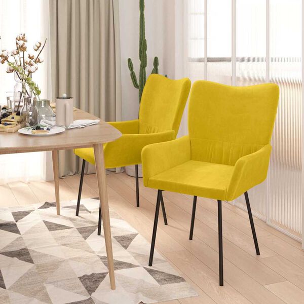 vidaXL Καρέκλες Τραπεζαρίας 2 τεμ. Κίτρινες Βελούδινες