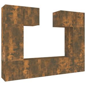 vidaXL Σετ Επίπλων Τηλεόρασης 6 Τεμαχίων Καπνιστή δρυς Επεξ. Ξύλο