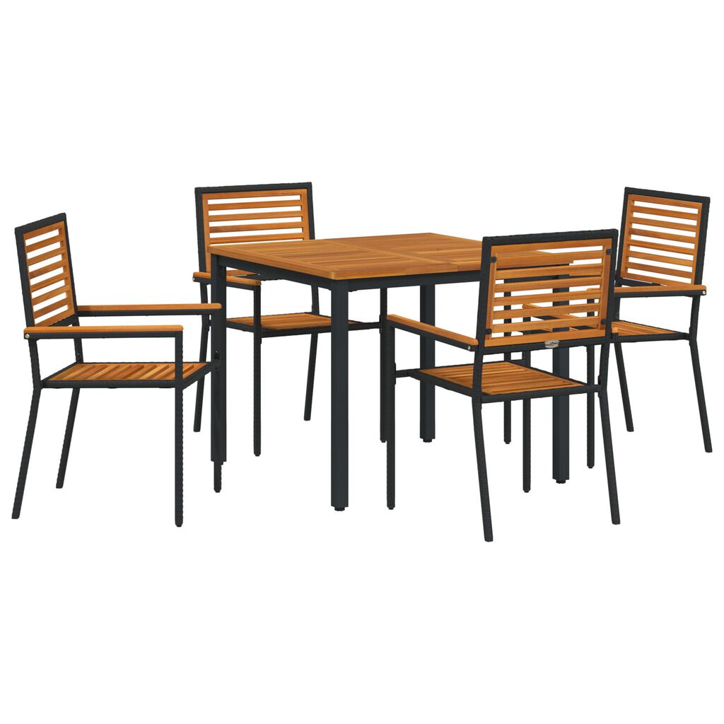 vidaXL Σέτ φαγητού για κήπο 5 pcs Μαύρο 90 x 90 x 75 cm