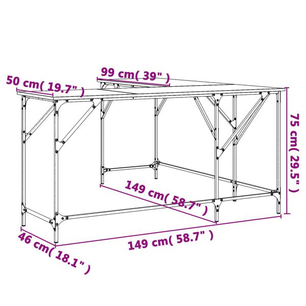 vidaXL Γραφείο Μαύρο 149 x 149 x 75 εκ. από Επεξεργασμένο Ξύλο